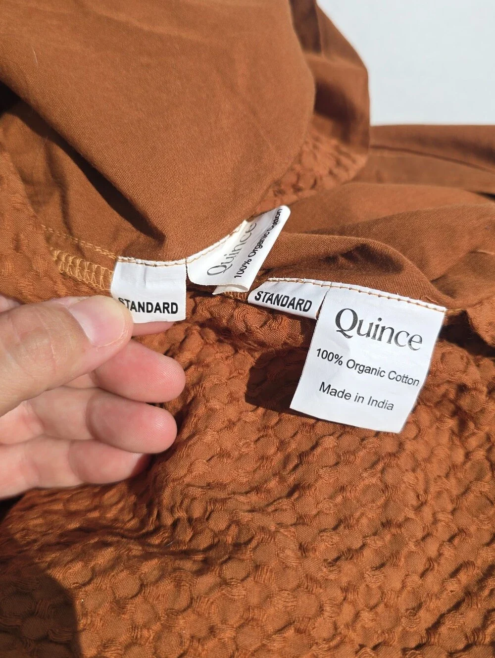 Quince FULL / QUEEN Organic Luxe Honeycomb Duvet Cover SHAMS Terracotta